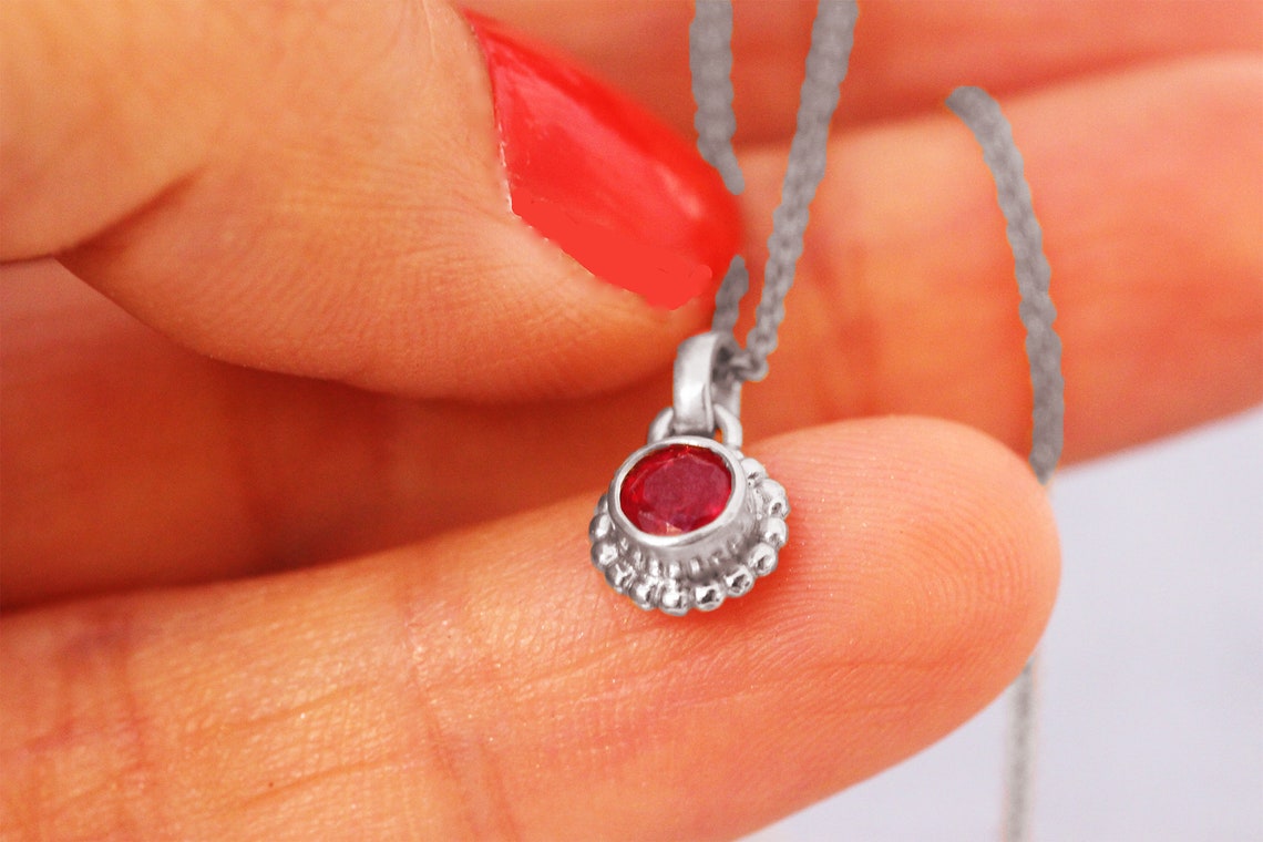 Gold Ruby Necklace Solid Gold Necklace White Gold Necklace Etsy