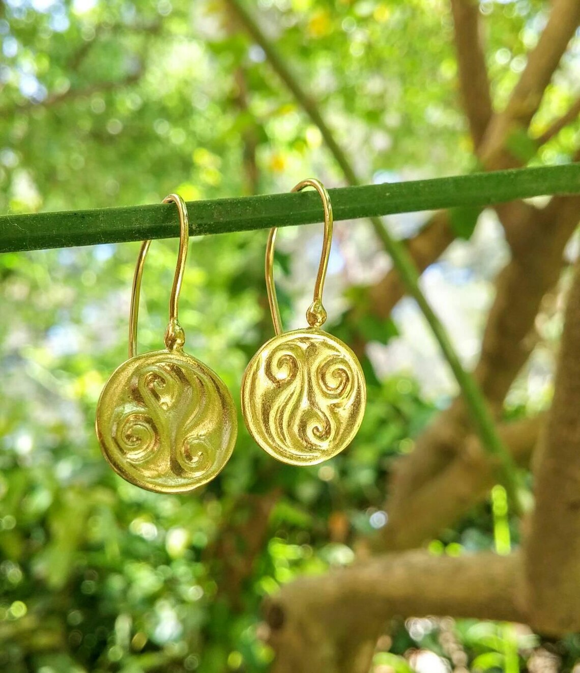 Solid Gold Earrings Gold Drop Earrings Ethnic Gold Earrings Etsy