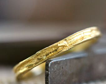 Gold Band, 18K Gold Band, Unisex Ring, Men's Gold Ring, Gold Mans Band, Rustic Wedding Ring, Thin Ring, Best Man Gift, Gift for Husband, 14K