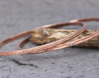 Gold Bracelet Set, Rose gold bracelet, Diamond Bracelet, Solid Gold Bangles, Women's Bracelet, Antique Bracelets, Boho Bracelet,14K Bracelet