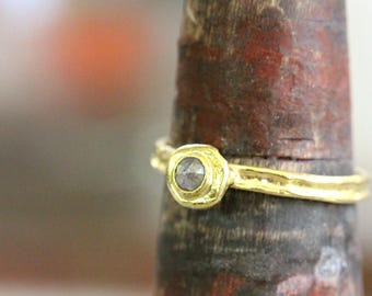 Solid Gold Raw Diamond Engagement Ring