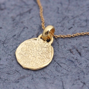 Gold Mandala Necklace, 14k Gold Pendant, 18K Necklace Women, boho Necklace, Real Gold, Organic Gold Charm, Fine Jewelry, Anniversary gift