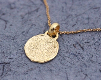 Gold Coin Pendant Necklace, Solid Gold Necklace, Gold Pendant Necklace, 14k Gold Necklace, Necklace Women, Boho Necklace, Mandala, 18k, 22k