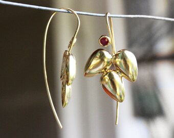 Ruby Earrings, Gold Ruby Earrings, Rose gold Earrings, White Gold Earrings, Bridal Earrings, Drop Gold Earring, Gemstones earrings, 14k 18k