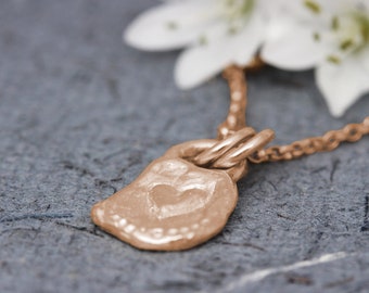 Rose Gold Heart Pendant, 14K Gold Boho Necklace, Solid Gold Necklace Women, Unique Gold Necklace, Everyday gold pendant, Mothers Day Gift