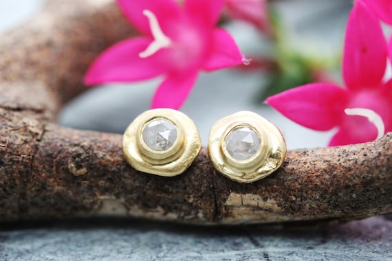 Etsy solid 2024 gold earrings