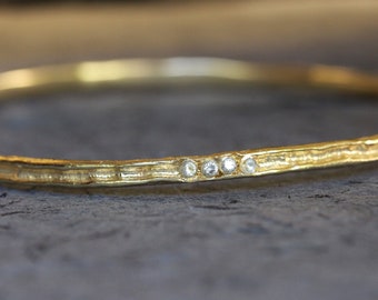 Diamond Bracelet, Gold Bangle Bracelet, 14K Diamond Bracelet, Women's Bracelet, Diamond Bangle, Solid Gold Bracelet, Gold Bangle Women, Boho