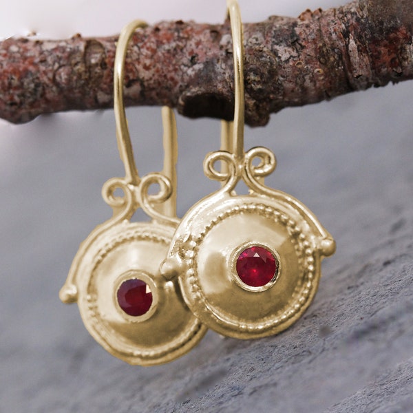 Gold Ruby Earrings, 18k gold earrings, 14k gold earrings, Bridal Earrings, Indian Gold Earrings, Boho Gold Earrings, 22k Gold Earrings, Drop