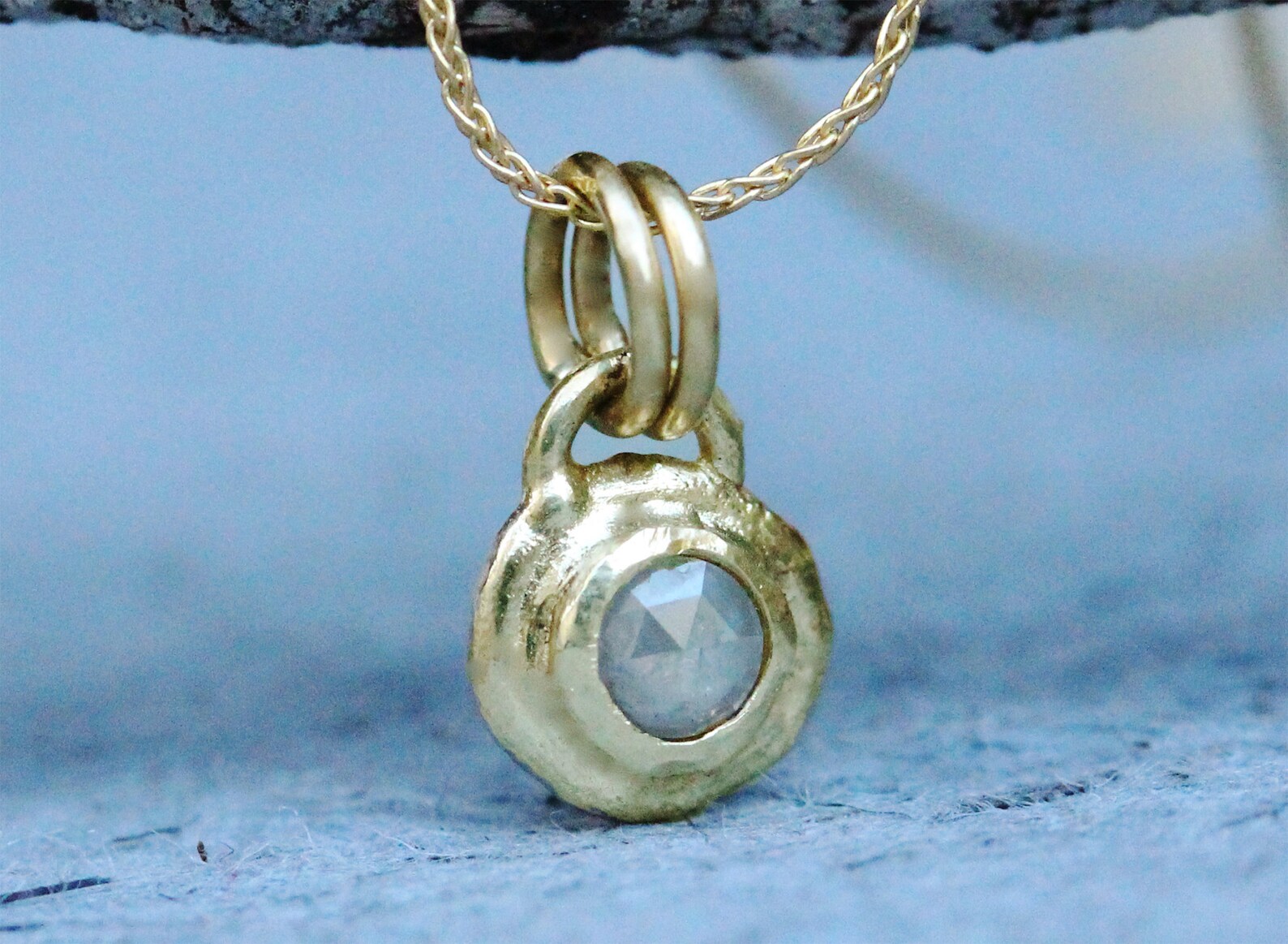 Solid Gold Necklace Diamond Necklace Unique Gold Jewelry Etsy