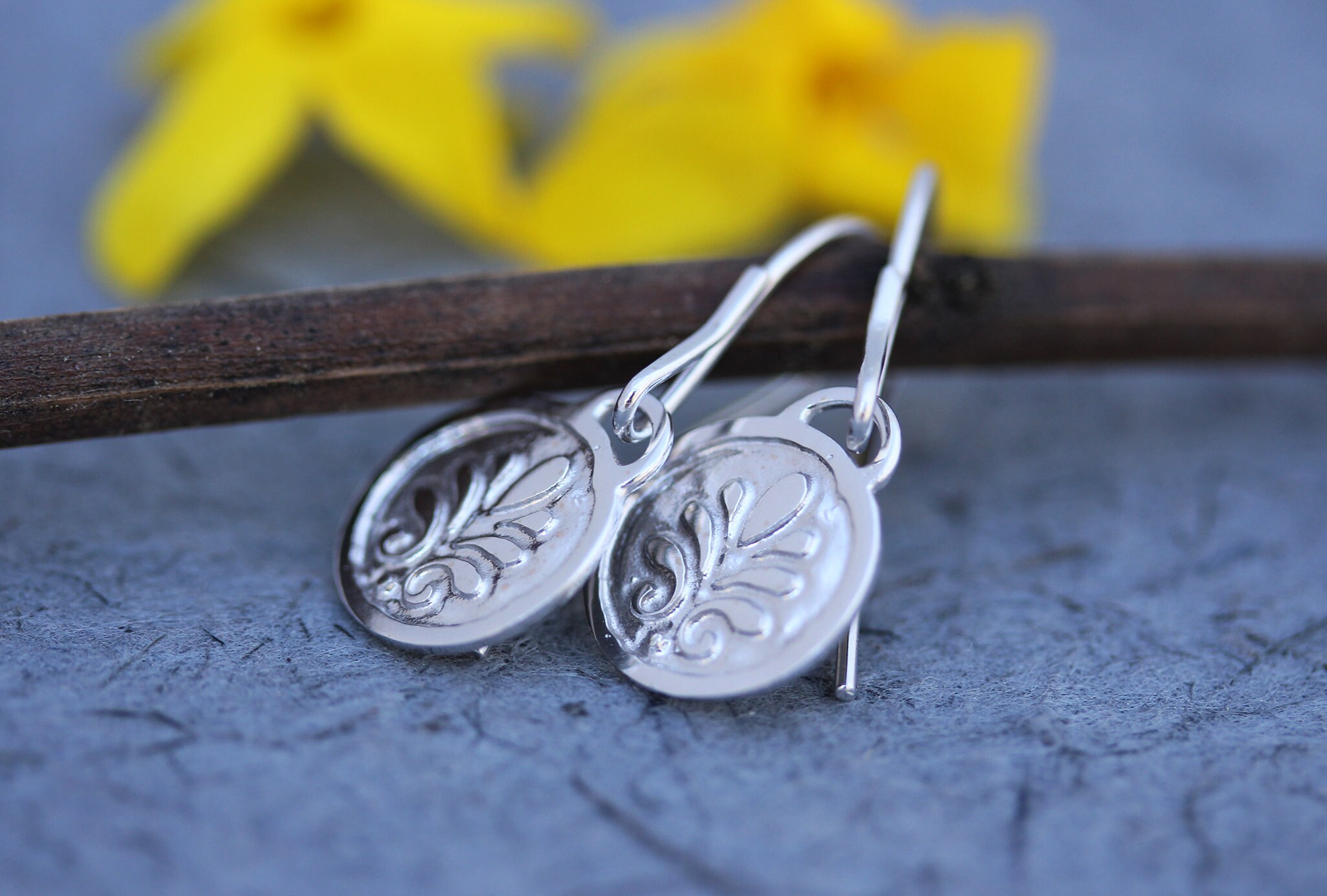 White Gold Earrings 18k Drop Earrings Dangle Gold Earrings Etsy