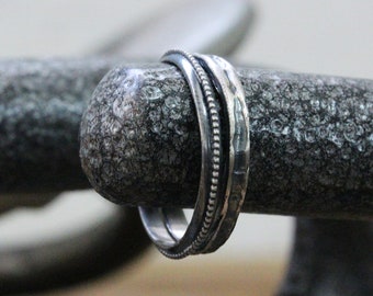 Wedding Band Set, Wedding bands, Silver Wedding Bands, Rustic Wedding Rings, Couples Wedding Rings, Vintage Style Wedding Bands, Oxidized