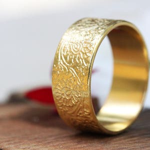 Wedding Band Women, Wedding band, Wide Wedding ring, Floral Wedding Ring, Boho Wedding Ring, Unique Gold band, Byzantine Ring, 22K 18K 14K