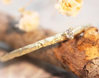 Diamond Engagement Ring, 14K Gold Diamond Ring, Dainty Ring, Stacked Diamond Ring, handmade Delicate engagement ring, Unique engagement Ring