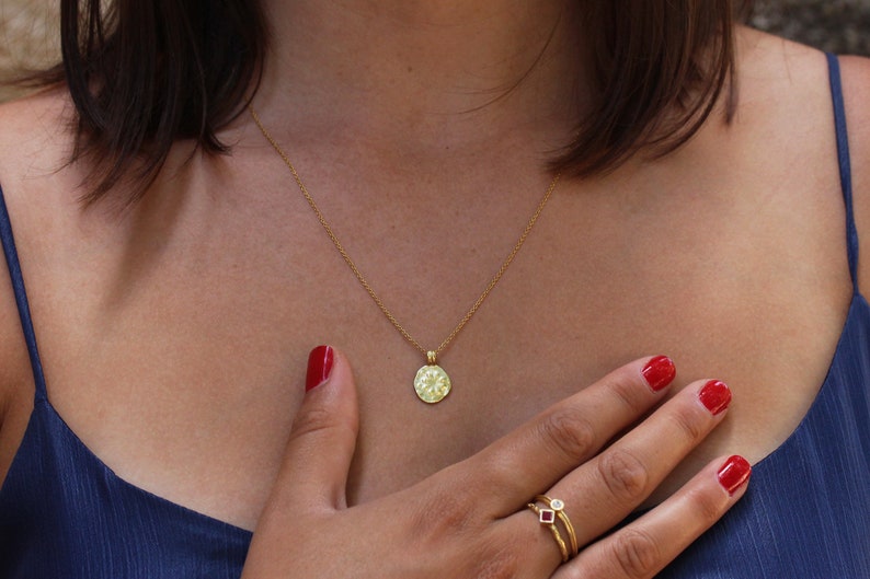 Rose Gold Necklace, 14k Gold Necklace, Gold Pendant Necklace, Flower Gold Pendant, Gold Necklace Women, Boho Gold Necklace, Antique, Solid image 6