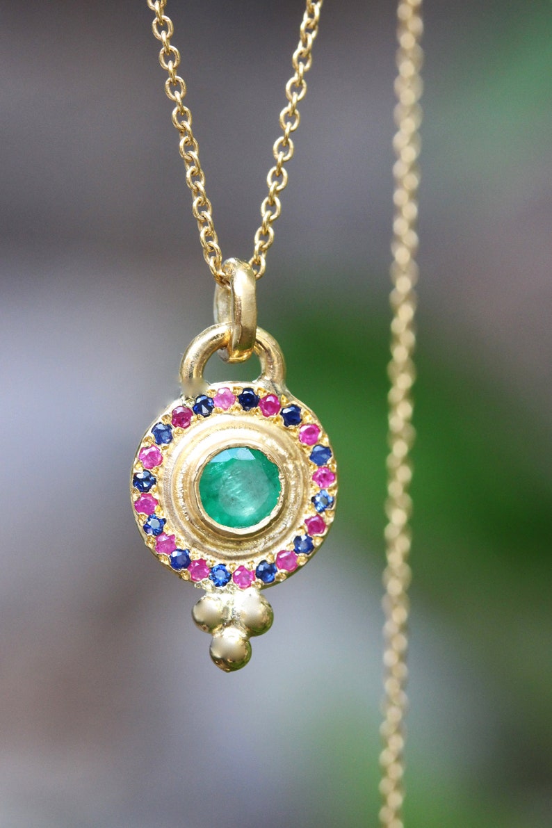 Gold Necklace for Women Solid Gold Necklace Multi Gemstone - Etsy
