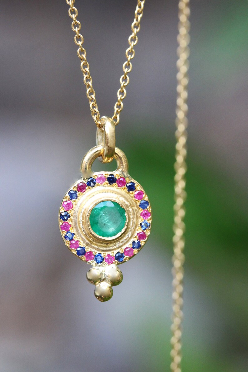 Gold Necklace for Women Solid Gold Necklace Multi Gemstone Etsy