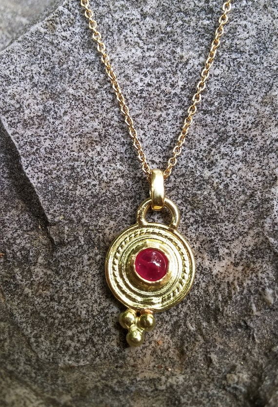 Ruby Necklace Gold Necklace 18k Yellow Gold Necklace Ruby | Etsy