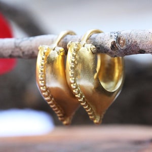 Gold Hoop Earrings, Unique Gold Earrings, Ethnic Gold Earrings, Boho Gold Jewelry, Solid Gold Earrings, Creole Hoops, 14k Hoops, 18k, 22k