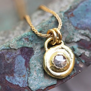 Solid Gold Necklace, Diamond Necklace, Unique Gold Jewelry, 18k Gold Pendant Necklace, Yellow Gold Necklace, Yellow Gold Diamond Necklace