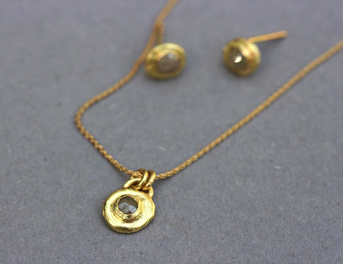Solid Gold Necklace Diamond Necklace Unique Gold Jewelry Etsy