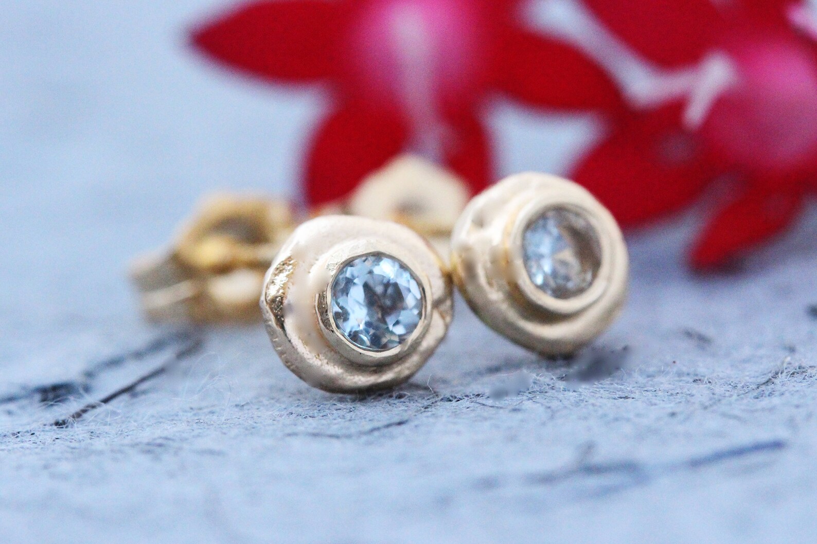 Aquamarine Earrings 14k Gold Earrings Aquamarine Gold Etsy