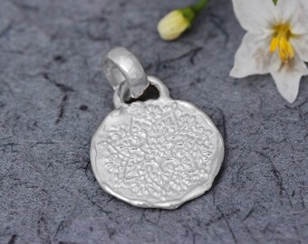 Solid Gold Pendant, 14K White Gold Charm, Mandala Pendant, Everyday Gold Necklace, 14k Gold Necklace, Gold Gift Women, Unique Gold Jewelry