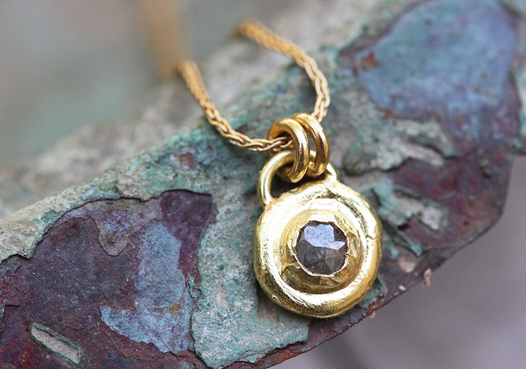 Solid Gold Necklace Diamond Necklace Unique Gold Jewelry Etsy