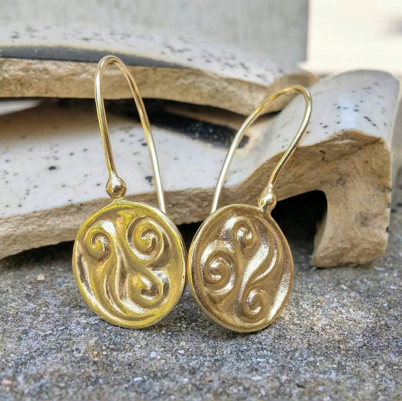 Solid Gold Earrings Gold Drop Earrings Ethnic Gold Earrings Etsy