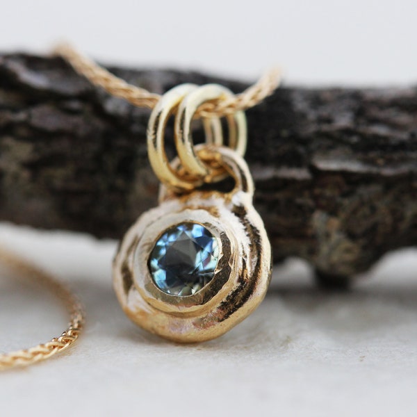 Aquamarine Necklace, Aquamarine Pendant Necklace, Yellow Gold Necklace, 18k Gold Necklace, Boho Gold Necklace, 14k Gold Necklace, Dainty