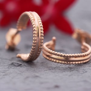 Rose Gold Earrings, 14K Rose Gold Hoops, Dot Hoop Earrings, Minimalist Earrings, Gold Huggie Earrings, Everyday Hoop Earrings, Gift For Her