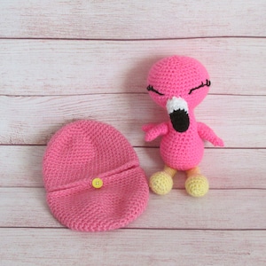 Hatching Flamingo Doll, Hatching Egg Doll, Amigurumi Flamingo, Crocheted flamingo
