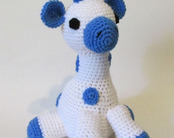 Baby Toy, Amigurumi Giraffe, Nursery, White and blue Giraffe, Crochet toy, Amigurumi Toy