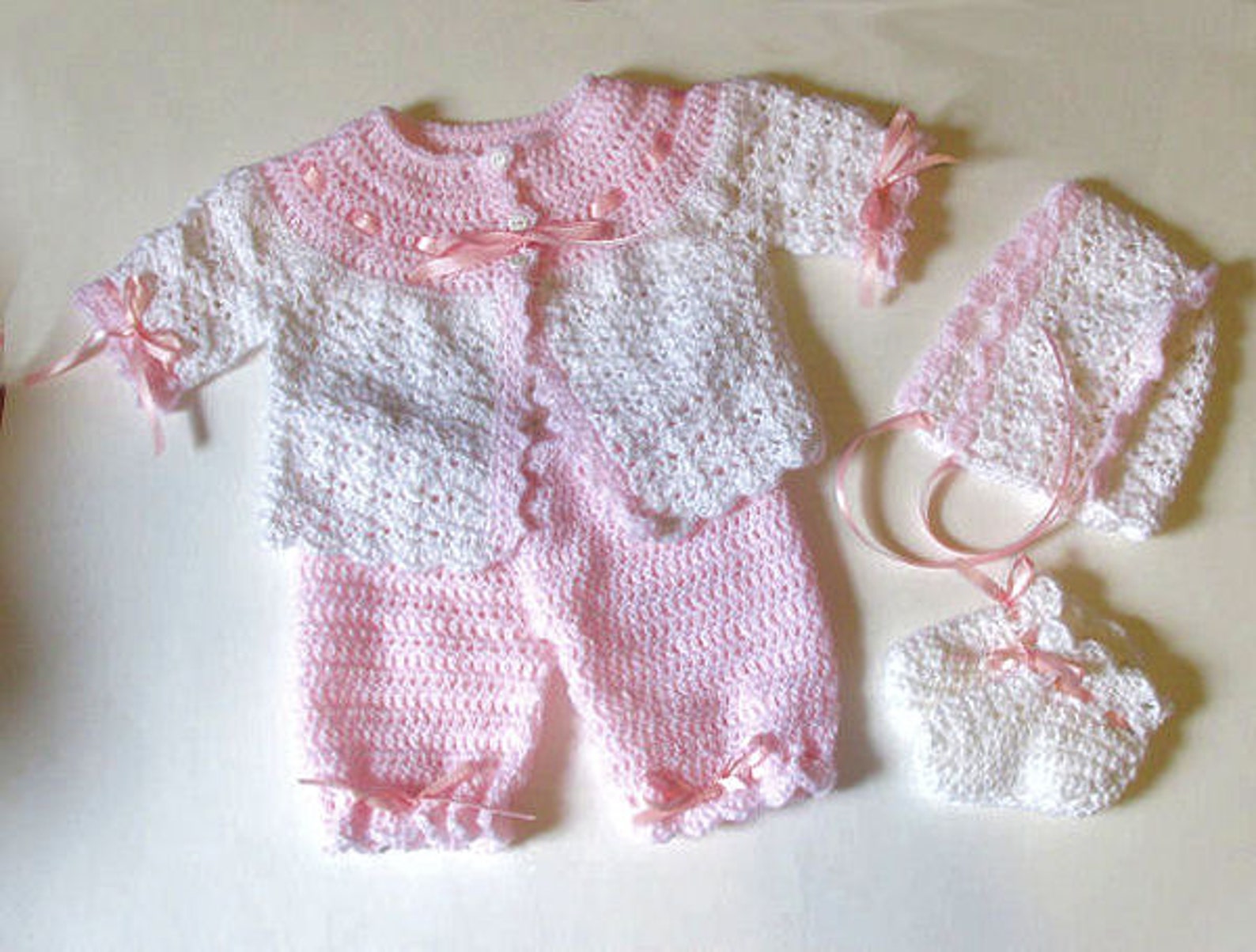 Crochet Baby Sweater Set Pink Baby Sweater Crochet Baby - Etsy
