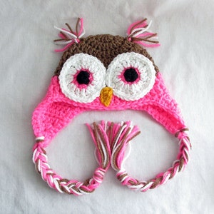 Baby Owl Hat, Owl Baby Clothes, Baby Earflap Hat Sizes from Newborn to toddler, crochet owl hat, Crochet Fun Hat For Babies