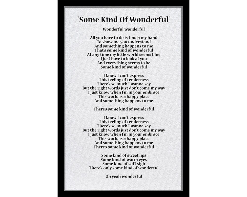 Some kind of wonderful lyrics sign mounted and ready to hang etsy