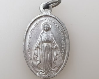 Médaille Marie Miraculeuse France Pendentif Bouclier Ovale Chrétien Priez pour Nous Ailes D'ange Sacré-Cœur Religieux Cadeau De Noël Antique Saint