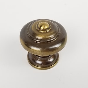 Vintage Drawer Knob Pull MidCentury Brass Single Winzeler Stamping NOS Circle Round Colonial Dresser Cabinet Furniture Button