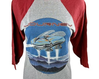 Vintage 1982 Journey Concert T Shirt Band Raglan Tee Stanley Mouse