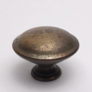 Vintage Brass Drawer Knob Pull 1 3/8 inch Round Rustic Gold Patina Desk Dresser Cabinet Vanity Jewelry Box Chest Art Deco Hardware Stylish