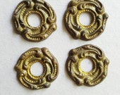 Gold Drawer Knob Escutcheon Collar Replacement Backplate Solid Brass Round Missing Parts Antique Dresser Art Nouveau Victorian Hardware