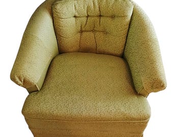 Vintage Broyhill Premier Barrel Chair Avocado Green Mid Century Modern Tub Accent Armchair Retro 1970s Upholstered Lounge Chair