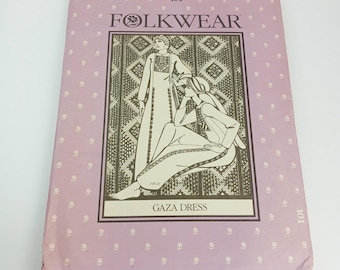 Vintage Folkwear 101 Gaza Dress Sewing Pattern Traditional Caftan Thobe Tunic Embroidery Pattern Misses Sizes 6-18