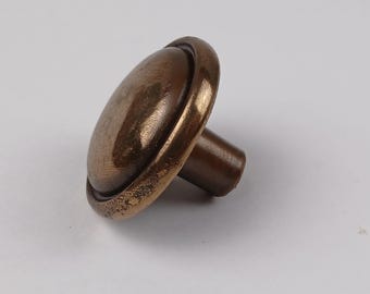 Solid Bronze Drawer Knob 1-1/8 Round Gold Brass Art Deco Drawer Pull Hardware French Provincial Chic Dresser Bureau Cabinet