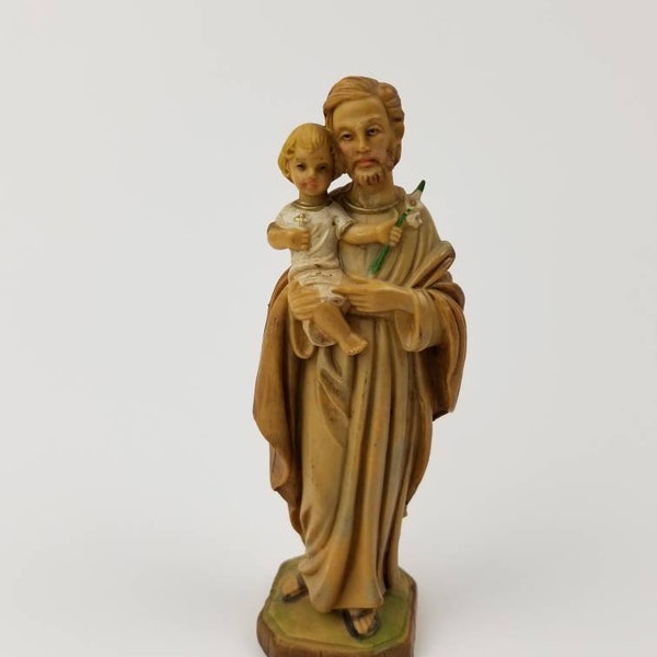 St Anthony 6 inch Italian Saint Resin Holding Divine Child Christ Miniature Pocket Size Religious Catholic Statue