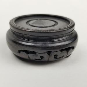 Mini Ginger Jar Base Hand Carved Asian Wood Holds Vase Bowl Figurine Stand Socle Sculpture Crystal Stone Holder Trivet Miniature Round Foot