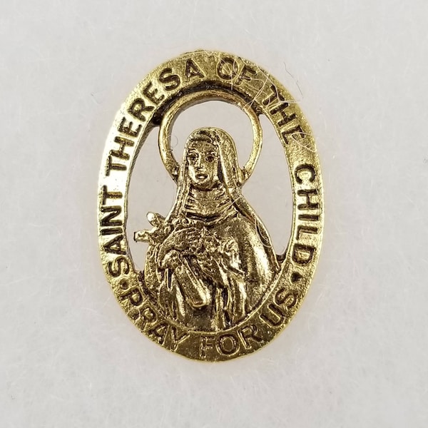 Catholic Saint Theresa of the Child Medal Pin Brooch Patron Children Shield Prayer Angel Religious Christian Christmas Blessing Nurse NICU