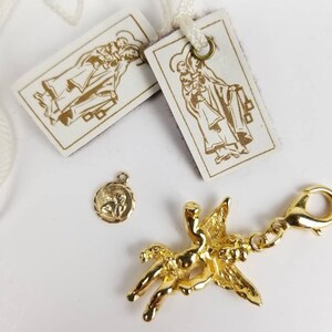 10k Gold Schutzengel katholischen Skapulier braun Filz Karmelit Jungfrau Maria Filz christlichen Relikt Gebet Bibel Lesezeichen Schlüssel Charme