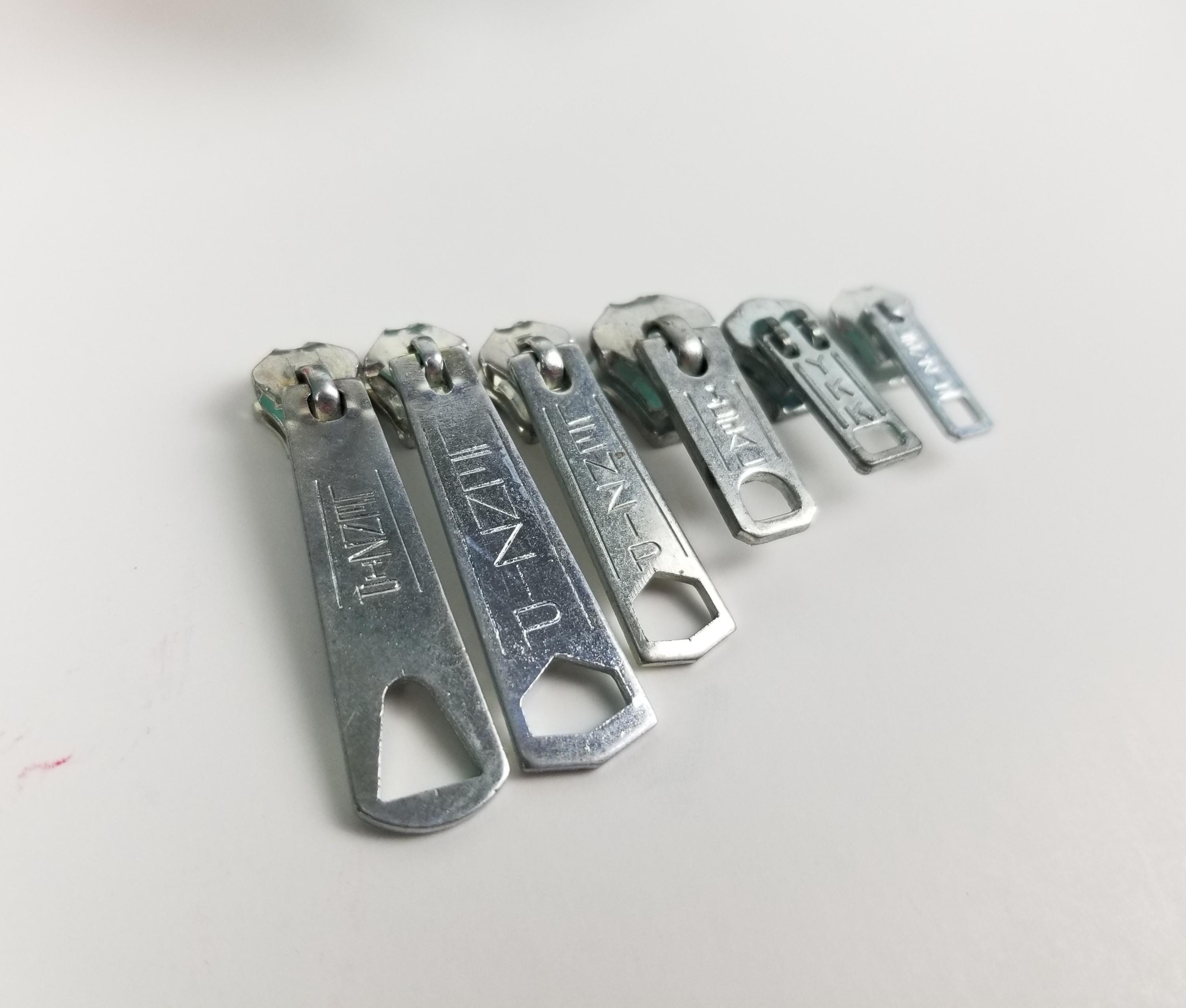 Vintage Zipper 10pc Silver Metal USA Made Lenzip Slides