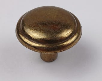 Solid Brass Drawer Knob Round Gold 1.25" Bronze Art Deco Drawer Pull Hardware French Provincial Chic Dresser Bureau Cabinet