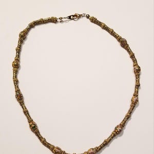Vintage Cloisonné Beaded Necklace Enamel Flowers Floral Estate Gold Jewelry Pink Blue Blossoms